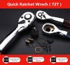 Professional Chrome Vanadium Tool Quick Release Ratchet Wrench Set With Crank Grip Handle