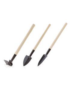 Candotool 3pcs/set Mini Shovel Rake Set Wooden Handle Metal Head Shovel for Flowers Potted Plants Mini Garden Tool