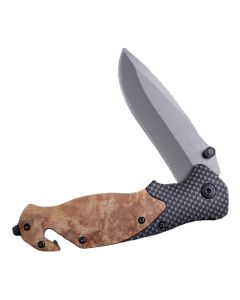 Candotool Wood Handle X50 Folding Outdoor Pocket Knife With Glass Breaker And Rope Cutter