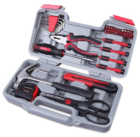 Professional 39 pieces tool box combination household hand tools kit mini screwdriver socket wrench tool set