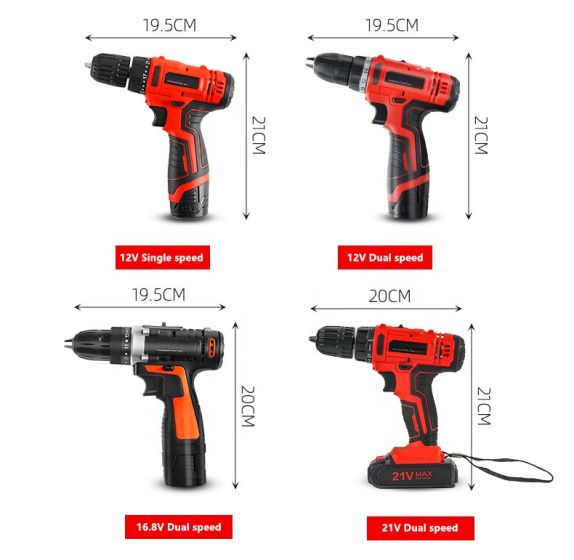 Batteries Industrial 12V 21v Electric Cordless Driver Power Tools Drill