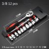 High quality Automobile Maintenance Chrome Vanadium 12PCS 3/8" Professional Hand Tool Socket Wrench Set