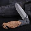 2022 New Style Wood Handle Folding Pocket Knife Outdoor Camping Tactical Survival Hunting Knife with Bottle Opener