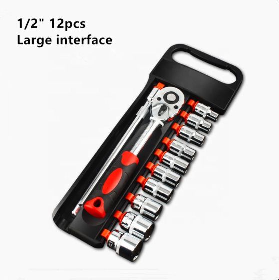 High quality socket tool set 1/2" 12pcs Chrome Vanadium car repair Hand Tool socket handle Set